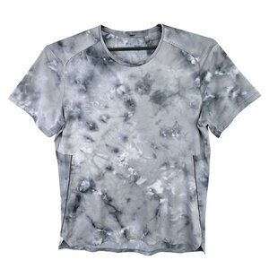 Mens Lululemon Gray Tie-Dye Performance Shirt Short Sleeve Crew Neck Size L